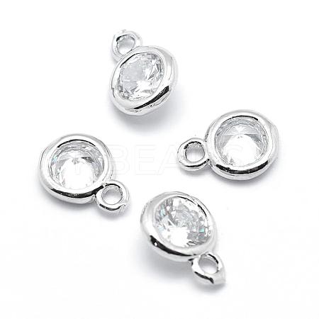 Brass Cubic Zirconia Pendants KK-P119-33-7x5mm-P-NR-1