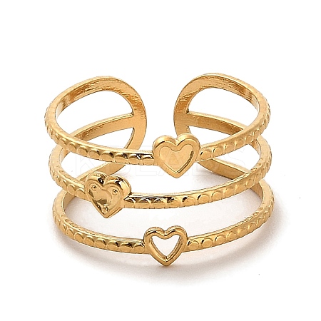 Ion Plating(IP) 304 Stainless Steel Open Cuff Ring for Women RJEW-Z015-07G-1