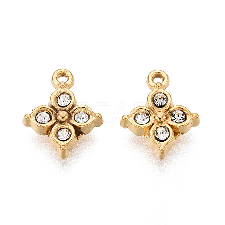 304 Stainless Steel Rhinestone Charms STAS-N110-41G-1