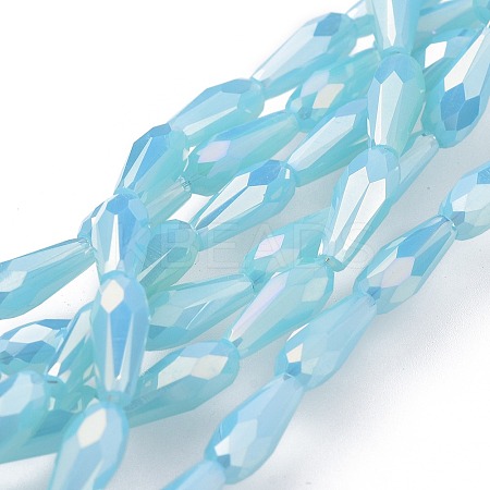 Electroplated Opaque Glass Beads Strands EGLA-L015-FR-B02-1