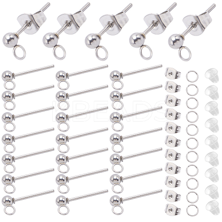150Pcs 202 Stainless Steel Ball Stud Earring Findings STAS-SP0001-52A-P-1