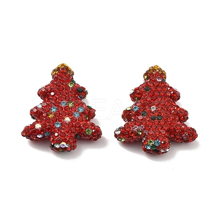 Christmas Tree Polymer Clay Rhinestone Beads CLAY-NH0001-10A-1