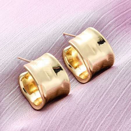 Brass C-Shaped Stud Earrings EJEW-R025-37G-1