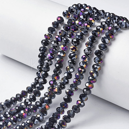 Electroplate Opaque Glass Beads Strands X-EGLA-A034-P4mm-F01-1
