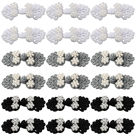 30Pcs 3 Colors Handmade Chinese Frogs Knots Buttons Sets AJEW-CY0001-48-1