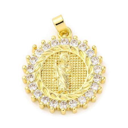 Brass Pendants with Cubic Zirconia KK-D536-14G-1