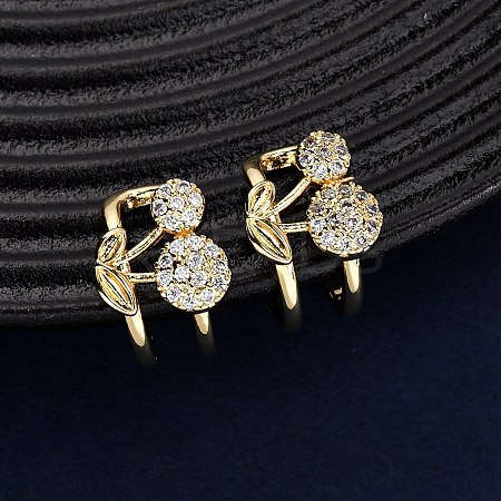 Brass Micro Pave Cubic Zirconia Cuff Earrings LS-EJEW-D328-06G-02-1