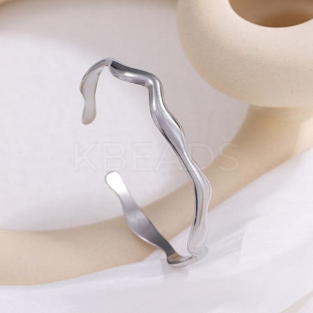 304 Stainless Steel Cuff Bangles for Women LS-BJEW-B147-01P-1