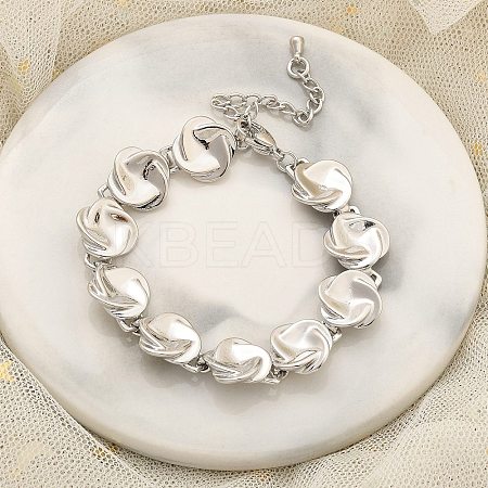 Brass Flat Round Links Bracelets for Women KK-B124-11P-1