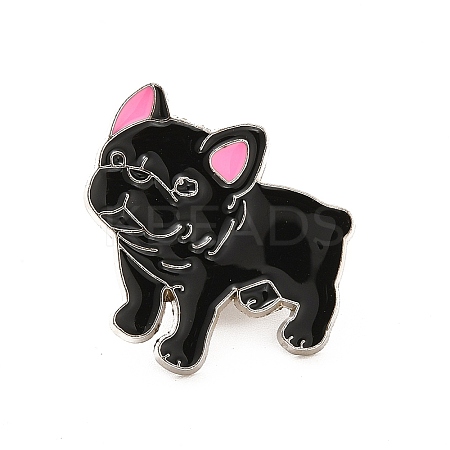 Dog Enamel Pin with Brass Butterfly Clutches JEWB-A006-01G-1