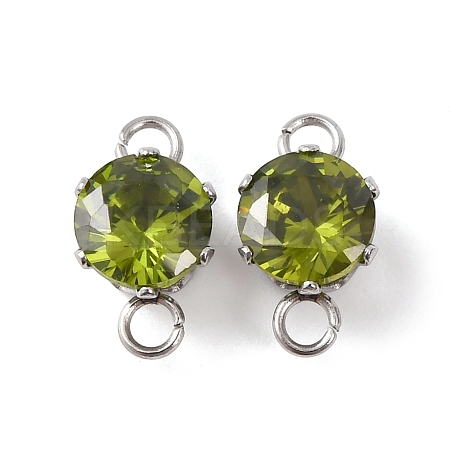 304 Stainless Steel Micro Pave Cubic Zirconia Connector Charms STAS-H240-50P-06-1