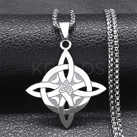 201 Stainless Steel Trinity Knot Wish Knot Pendant Necklaces for Men Women LS-NJEW-K283-36P-1