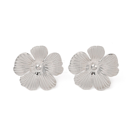 Non-Tarnish Flower 304 Stainless Steel Stud Earrings for Women EJEW-L272-031P-03-1