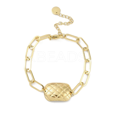 304 Stainless Steel Paperclip Chain Rectangle Link Bracelets for Women BJEW-C071-02G-1