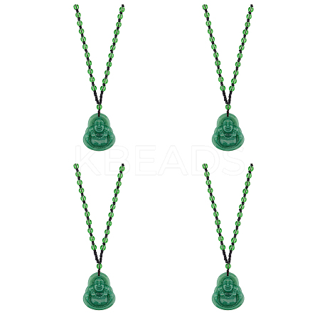 4Pcs Resin Imitation Gemstone Maitreya Buddha Pendant Necklace NJEW-FI0001-62A-1