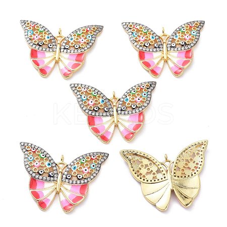 Real 18K Gold Plated Brass Micro Pave Cubic Zirconia Pendants KK-D004-11G-1