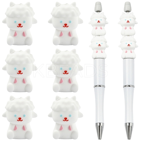 6Pcs Sheep Food Grade Silicone Focal Beads SIL-YW0002-12-1