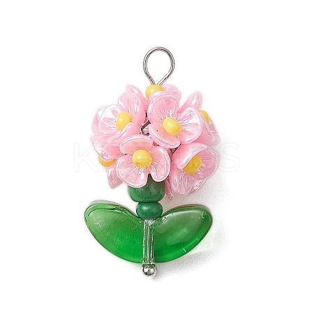 Glass Seed Beaded Flower Pendants X1-PALLOY-MZ00521-05-1