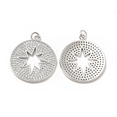 Brass Micro Pave Cubic Zirconia Pendants KK-E068-VB430-1