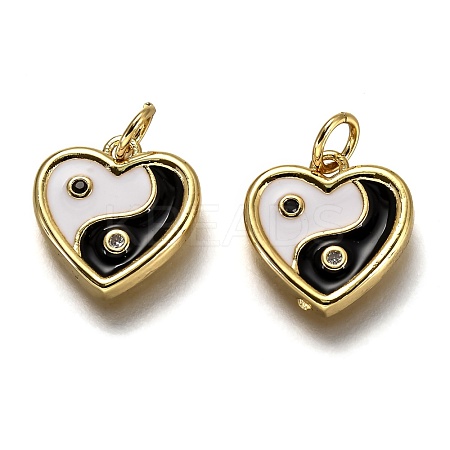 Brass Micro Pave Clear & Black Cubic Zirconia Charms ZIRC-B0003-18G-1