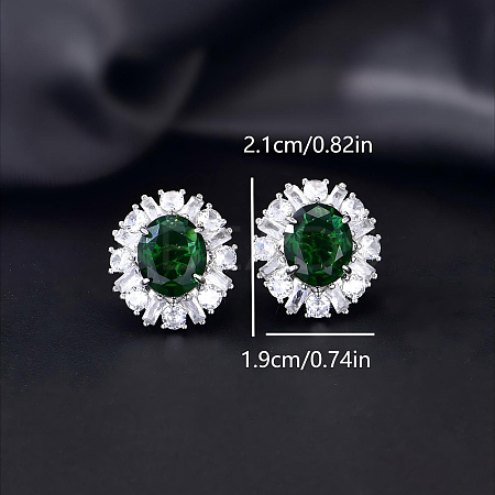 Brass Micro Pave Cubic Zirconia Stud Earrings for Women JT3933-1-1