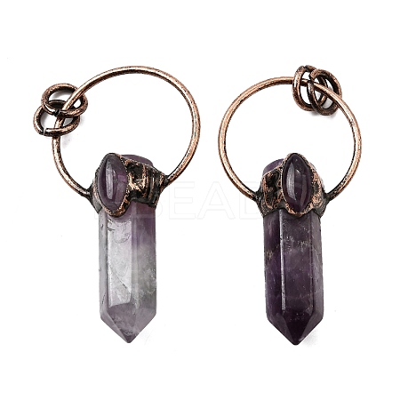 Natural Amethyst Faceted Pointed Bullet Big Pendants G-Q350-05B-1