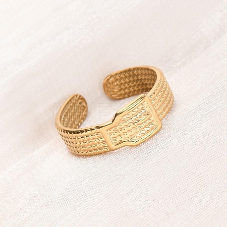 304 Stainless Steel Open Cuff Rings for Women RJEW-K309-17G-1