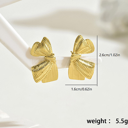 Vintage Striped 201 Stainless Steel Butterfly Stud Earrings for Women DN9963-1