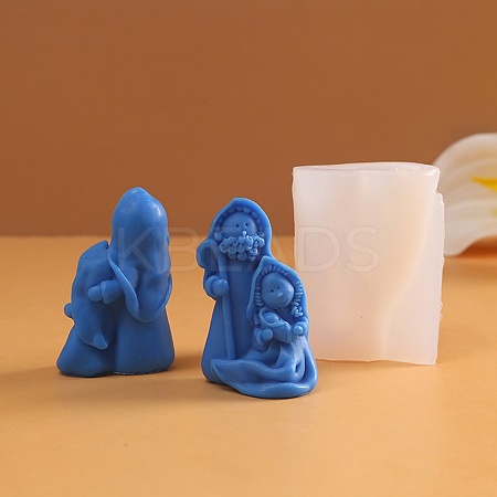 DIY Nativity Scene Candle Silicone Statue Molds AJEW-M212-01B-1