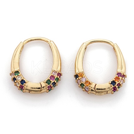 Brass Micro Pave Cubic Zirconia Huggie Hoop Earrings EJEW-P187-N01-1