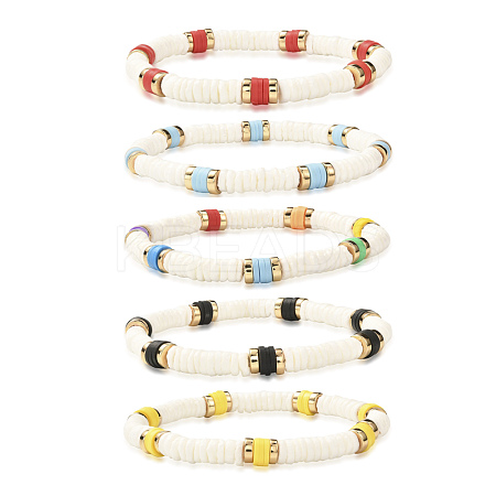 Disc Beads Stretch Bracelet for Teen Girl Women BJEW-JB06985-1