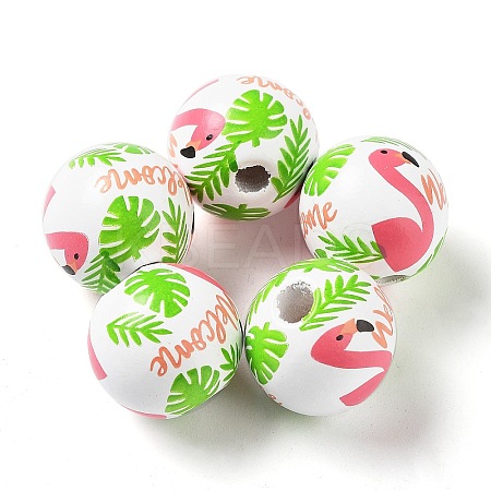 Summer Theme Printed Wood European Beads LS-WOOD-M010-06B-1