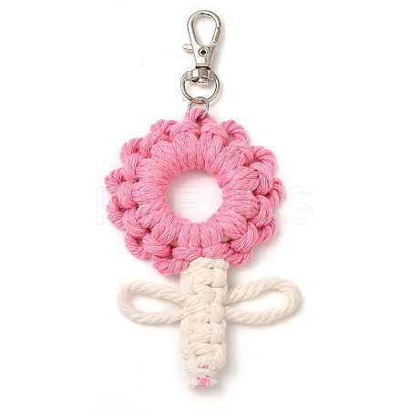 Flowers Woven Cotton Thread Pendant Decorations HJEW-JM02452-04-1
