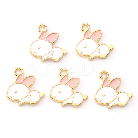 Light Gold Plated Alloy Enamel Pendants ENAM-R136-22B-1