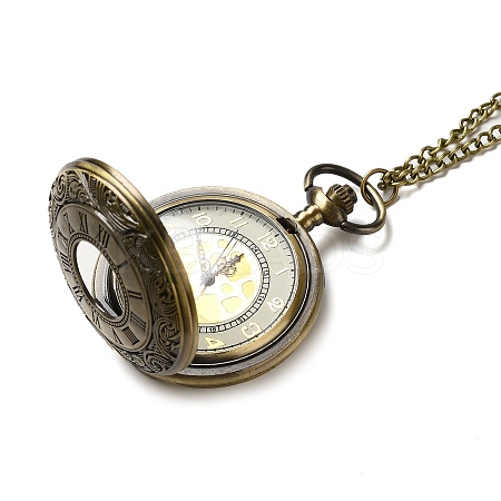 Alloy Glass Pendant Pocket Necklace WACH-S002-19AB-1