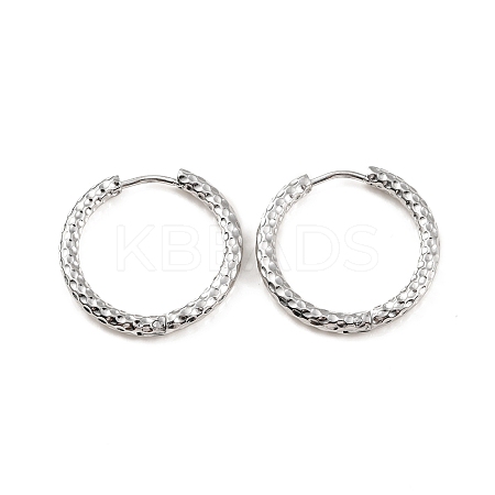 Non-Tarnish 304 Stainless Steel Grooved Hoop Earrings EJEW-M218-01C-P-1