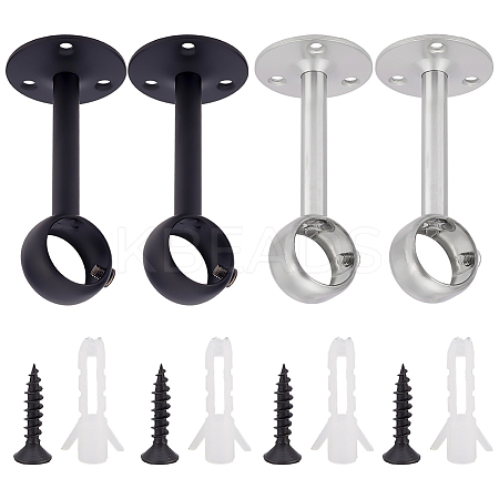 AHADEMAKER 4 Sets 2 Colors 201 Stainless Steel Curtain Rod Ceiling-Mount Brackets FIND-GA0005-68-1