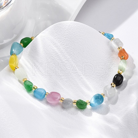 Cat Eye Beaded Bracelets for Women G-P563-07P-21-1