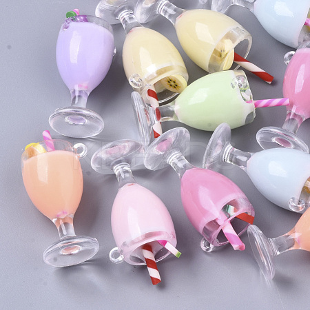 Imitation Juice Goblet Pendants(Straw Shape Color Random Delivery) CRES-S359-17-1