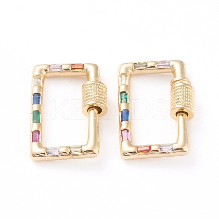 Brass Micro Pave Cubic Zirconia Screw Carabiner Lock Charms ZIRC-L093-57G-1