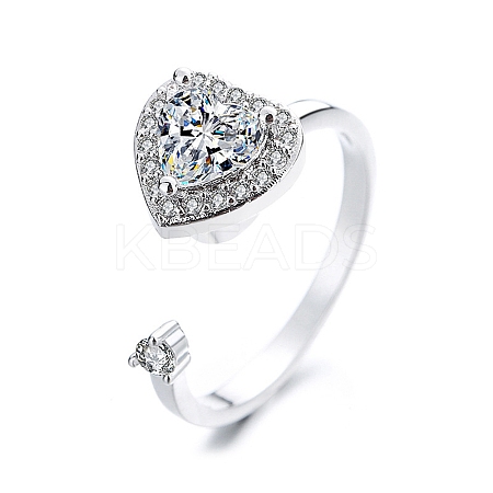 Cubic Zirconia Rotating Open Cuff Ring MATO-PW0001-061P-01-1