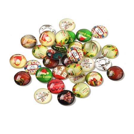 Christmas Ornaments Half Round/Dome Christmas Photo Glass Cabochons GGLA-A002-14mm-KK-1