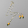 Alloy Pineapple Pendant Necklace & Dangle Earrings AJEW-WH0413-14-1