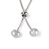 Adjustable Pearl and Brass Beaded Slider Bracelets BJEW-T022-15B-4