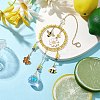 Alloy Enamel Bee Flower & Glass Beads Ring Pendant Decorations HJEW-TA00240-2