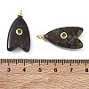 Brass & Natural Dragon Blood & Cubic Zirconia Pendants GG-CBAD360-20G-07-3