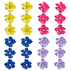 FIBLOOM 4 Pairs 4 Colors Alloy Flower Dangle Stud Earrings for Women EJEW-FI0002-99-8
