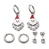 3 Pairs 3 Styles Christmas 304 Stainless Steel Hoop & Stud Earring Sets for Women EJEW-K279-15P-4