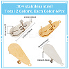 12Pcs 2 Colors 304 Stainless Steel Stud Earring Findings STAS-SP0001-89B-2
