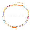 Colorful Glass Seed Beaded Initial Pendant Double Layer Necklaces QS3881-8-1